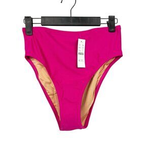 J. CREW S Bikini Bottom High Waist Pink Fuchsia High Leg Sz Small NWT BM642